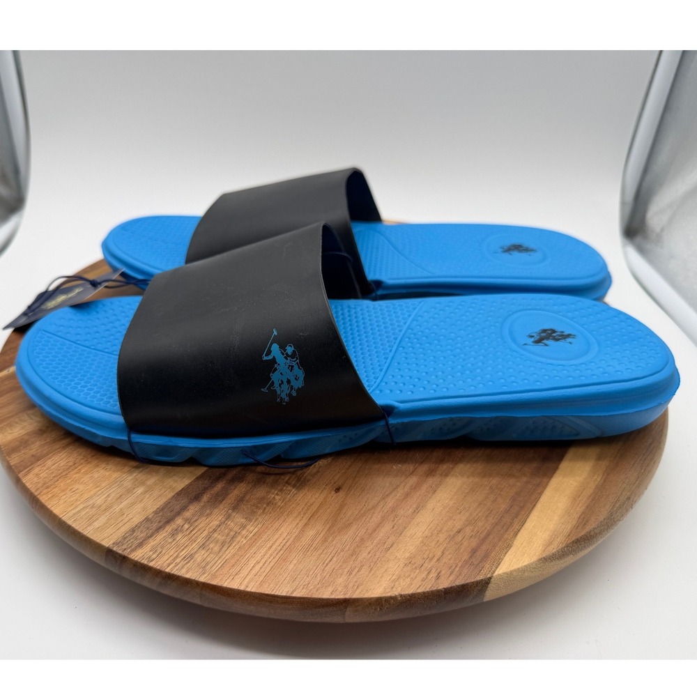 US Polo Assn Men's 13-14 XL Slide Sandals Blue Black Y2689D - Picture 2 of 6